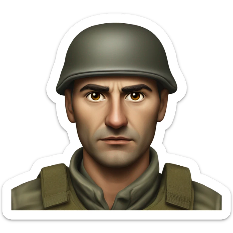 A serious Serbian resistance soldier 1990 photorealistic without helmet sticker