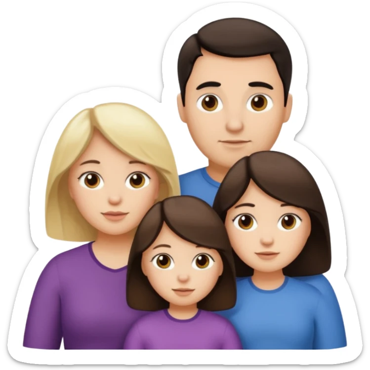 Familia de 4 personas : Hombre gordito pelo oscuro, Mujer pelo cafe, hija 1 pelo mono , hija 2 pelo oscuro. sticker