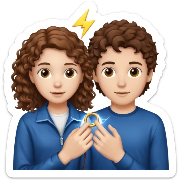 a 15 year old white girl with brown curly hair but she has lightnings in it with a brown haired white boy who gave her a promise ring sticker