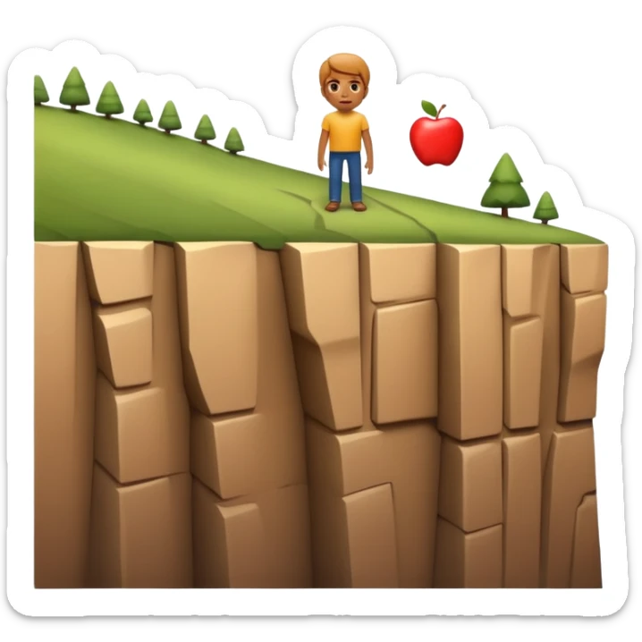 A 3D emoji of a person standing at the edge of a steep cliff in Apple style. The person faces forward, close to the edge, showing a sense of height and danger. Clean, glossy , isolated on white background.


 sticker