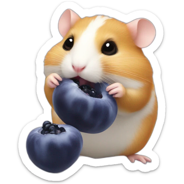 Hamster eating blueberry sticker