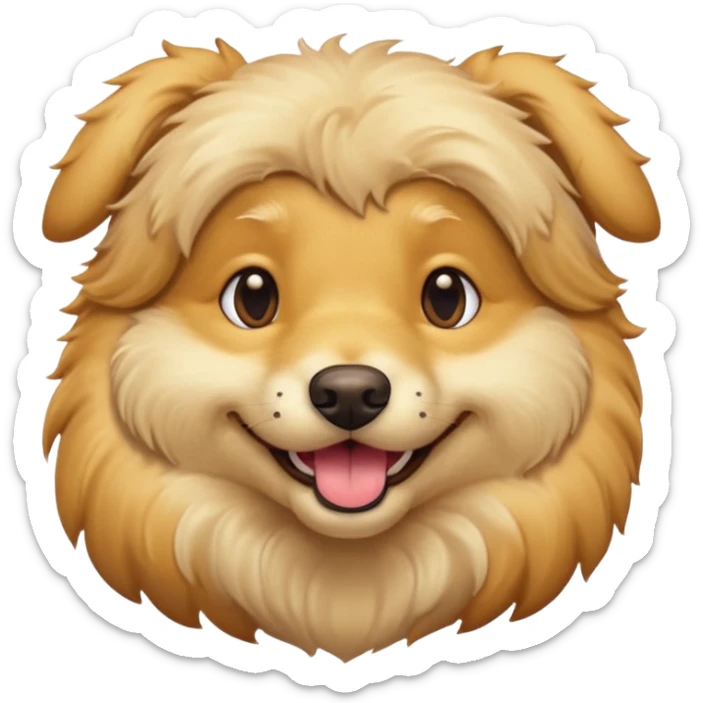 portrait of a golden dog, smiling with closed mouth, no tongue showing sticker