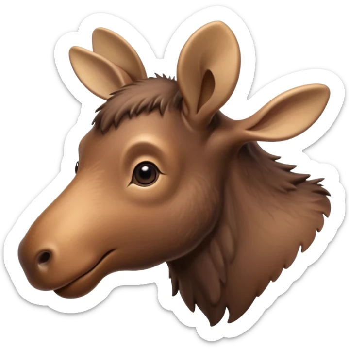 A high-resolution digital illustration of a baby moose in a clean, semi-realistic style. The baby moose is shown facing sideways head tilted  sticker