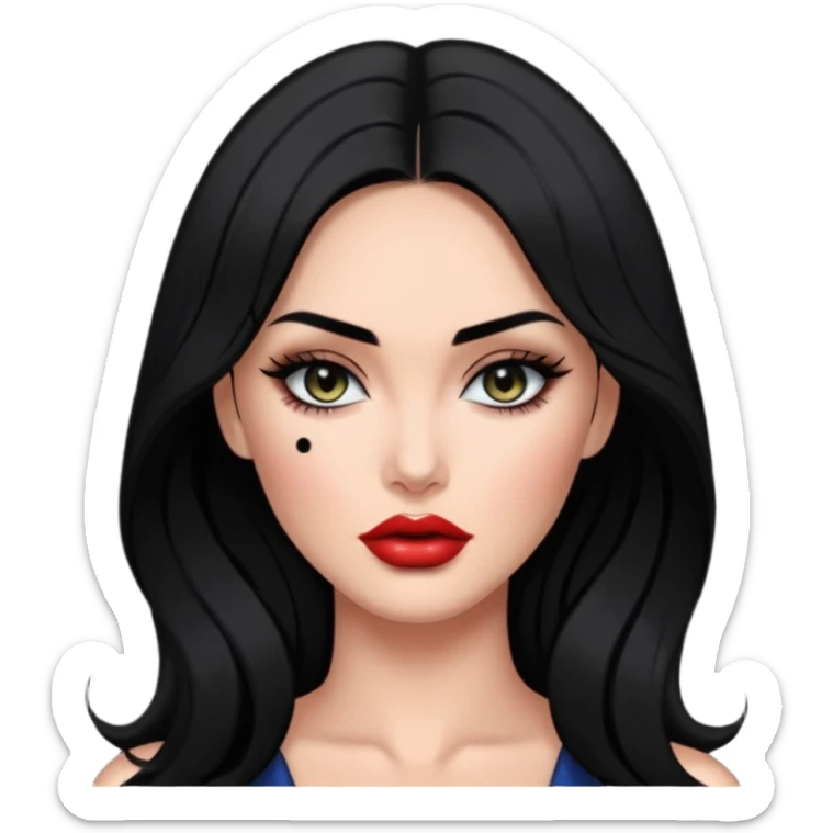 “Emoji girl, femme fatale, black hair. megan fox vibes sticker