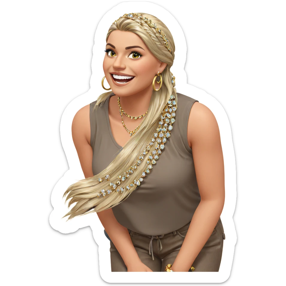 smiling girl with jewelry sticker