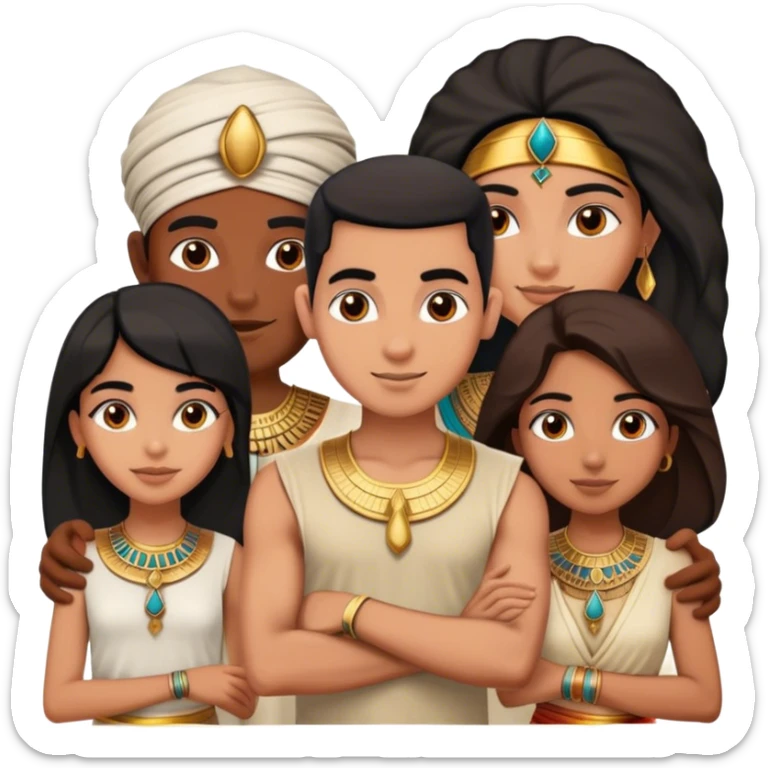 5 best friends, 1 Egyptian man, 1 indian girl 1 persian girl 1 moroccan boy 1 black boy sticker
