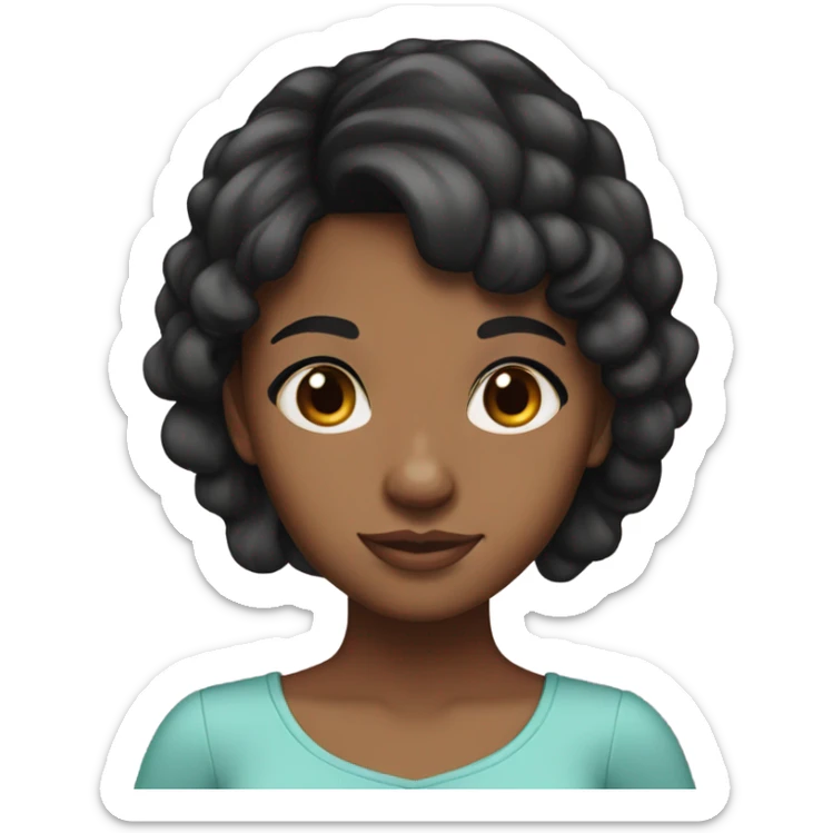 brown girl with tan skin and black hair with pinl bow sticker