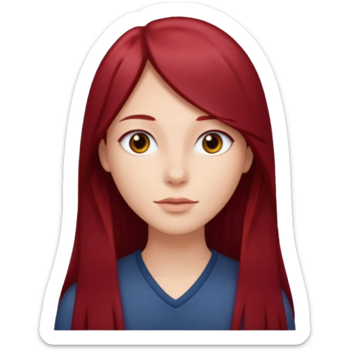 long straight dark red hair sticker
