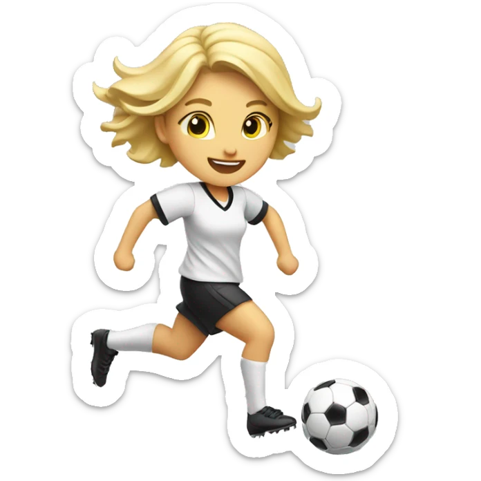 blond girl kicking a soccer ball in the air sticker