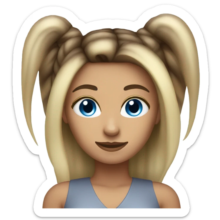 woman with straight dark brown hair with streaks of blonde and blue eyes. Just a face no chest  sticker