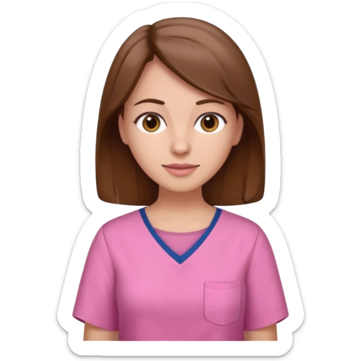 woman patient casual cloth brown hair oink cloth sticker