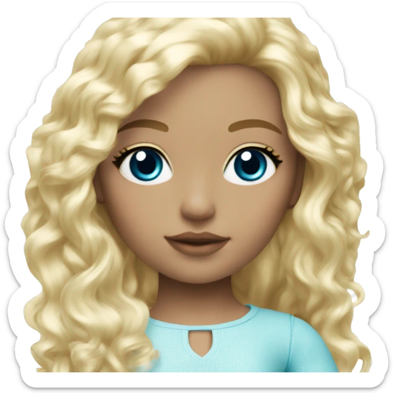 ocean blue doll eyes, blonde hair, feminine, pink, girl, angelic sticker