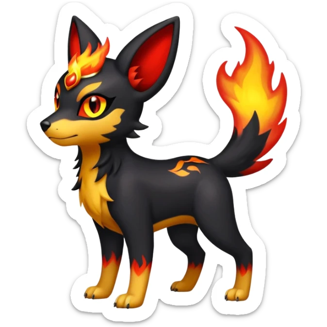 Cute Shiny Houndour-Quilava-Litten-Umbreon-Fakémon-hybrid-creature (full body)  sticker