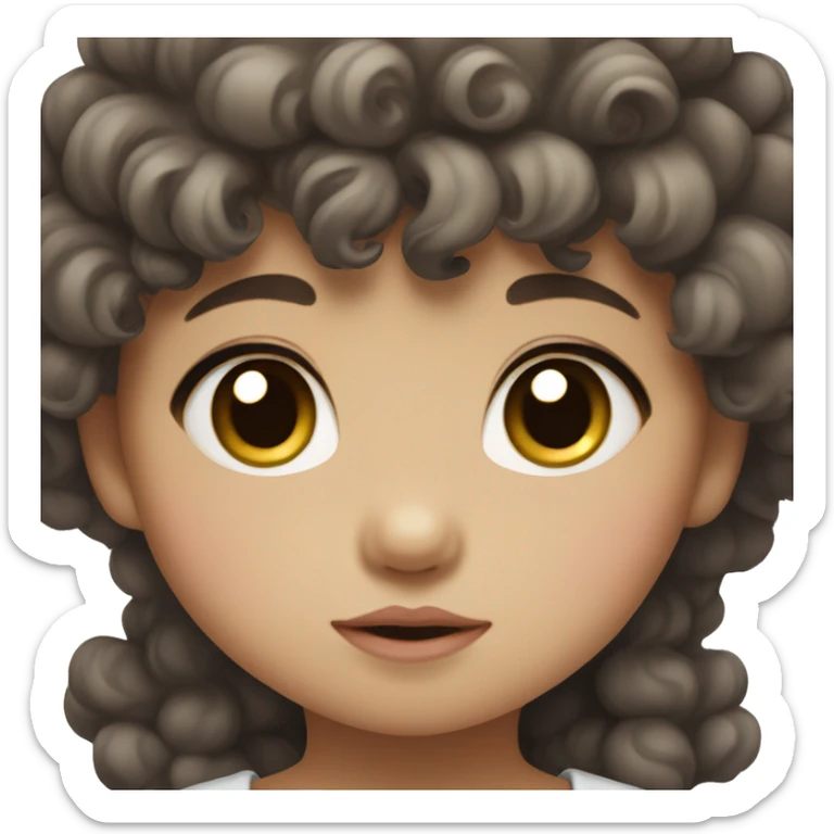 Korean cute baby girl with curly hair and black eyes  sticker