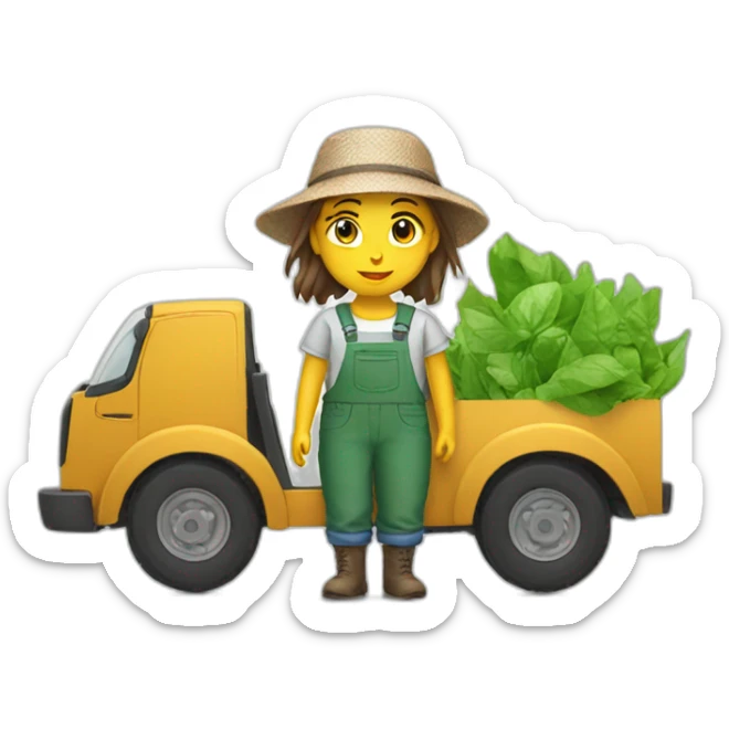 french farmer girl in a truck with a recycling t-shirt sticker