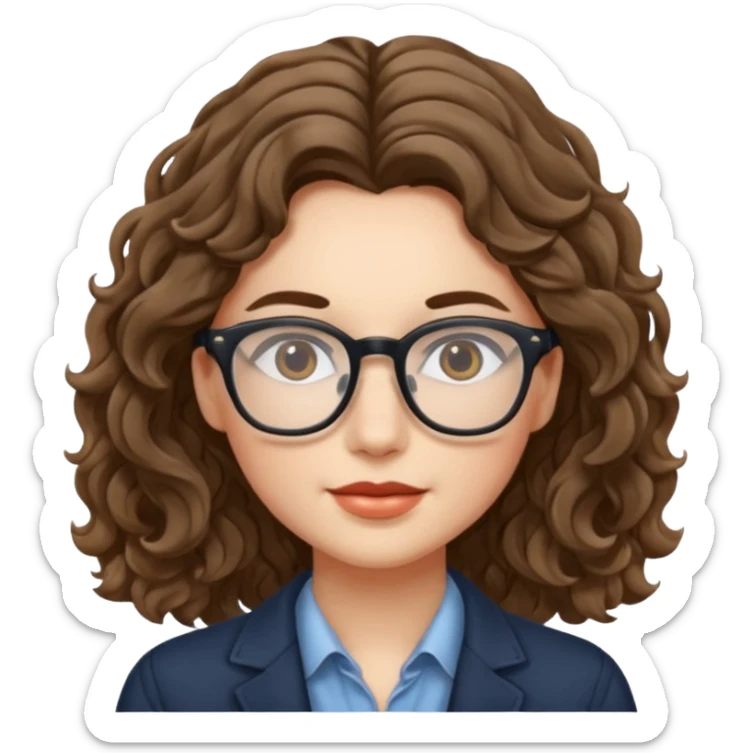 une belle personne avec beaucoup de details, des lunettes, des cheveux ondulé sticker