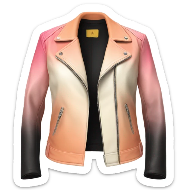 Realistic isolated side view of a cream ,peach,and Flamingo pink ombre open fashion leather jacket.  sticker
