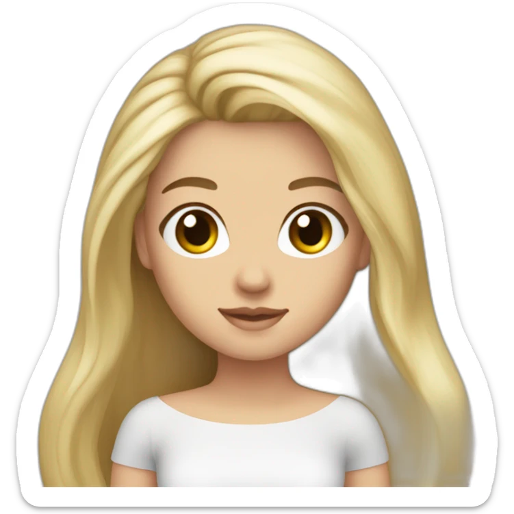 caucasian long hair blonde brown eyes strapless white top gray tight mini skirt sticker