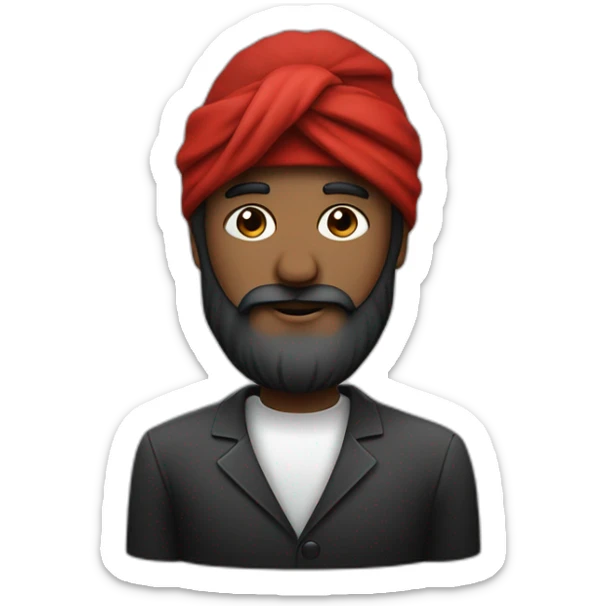 homme noir avec une très longue barbe noir et un turban à carreaux rouges et blancs sticker