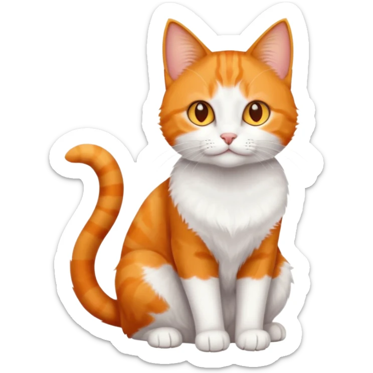full body orange domestic shorthair slim cat with yellow/orange eyes paw being white and the other being half sticker
