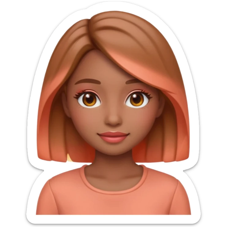 Create an emoji of  women“Create a female emoji in Spring Personal Color tone — warm, bright colors, peach makeup, light brown hair, coral outfit, soft glowing lighting, cute 3D emoji style.” sticker