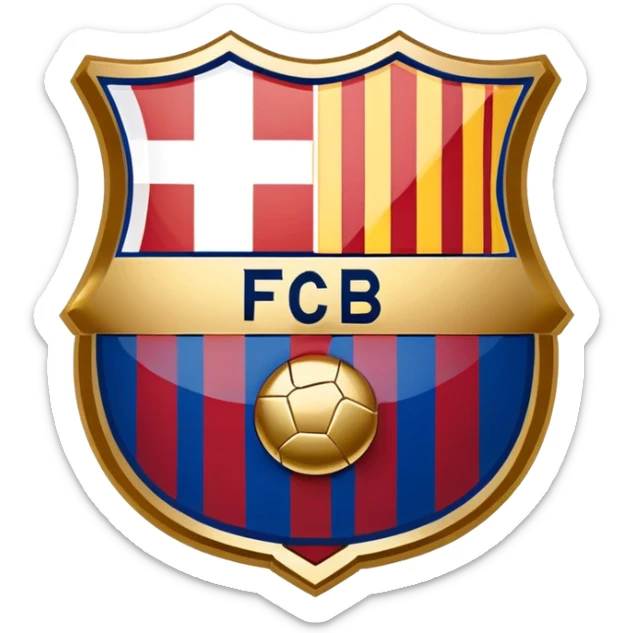 FC Barcelona logo, shield with blue and red stripes, football club emblem sticker
