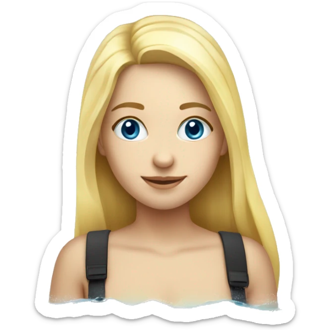 White yellow blond hair girl 25yers old, with blue eyes on the beach snorkelling. sticker