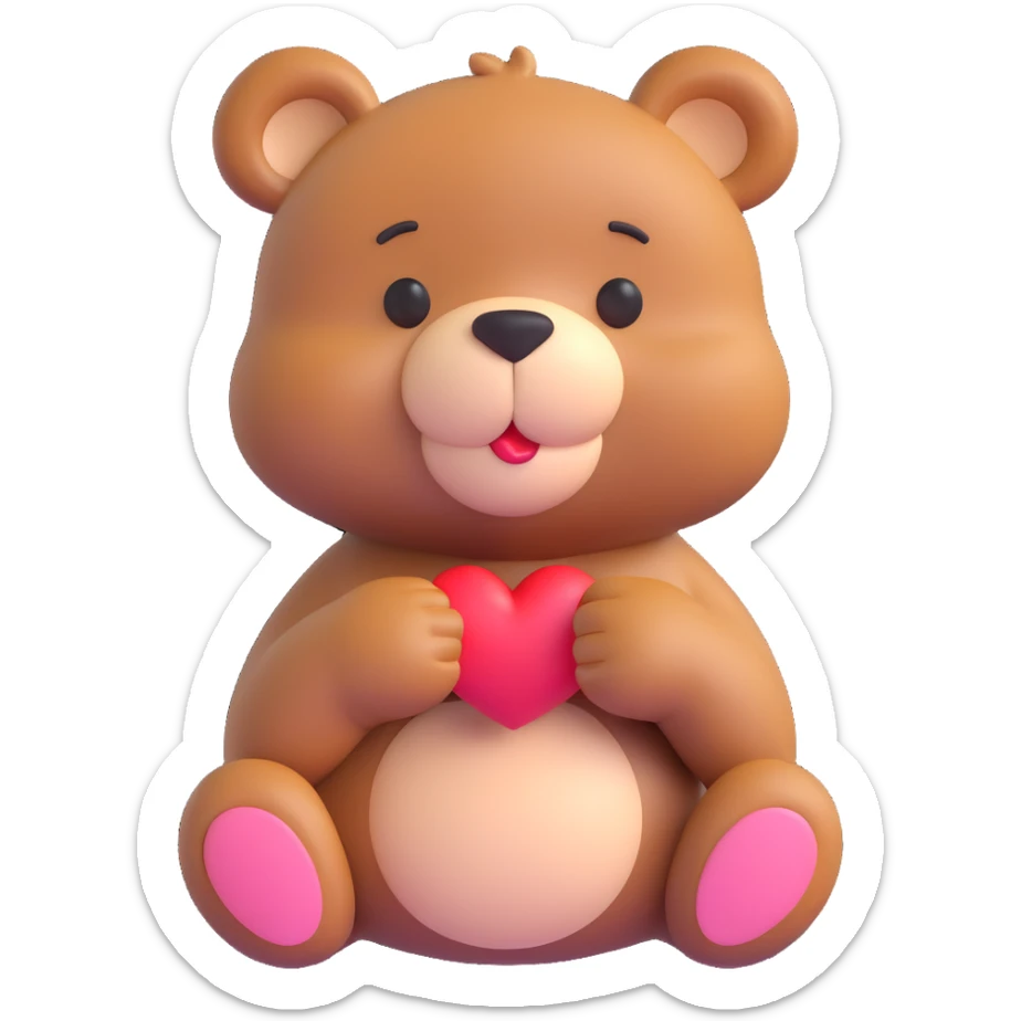 sweet cute bear blowing a kiss with puckered lips and a small heart near its mouth sticker