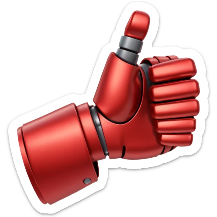 robot hand closed fist but the thumb is up and make the color of the robot  in the shade red sticker