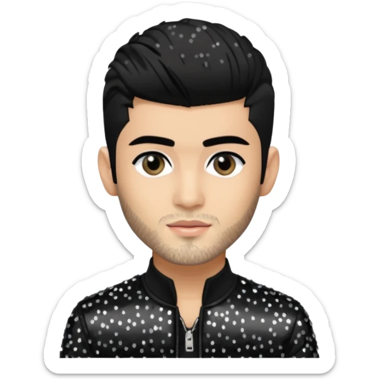 Zayn Malik from One Direction with light skin, black hair, black sequin outfit sticker