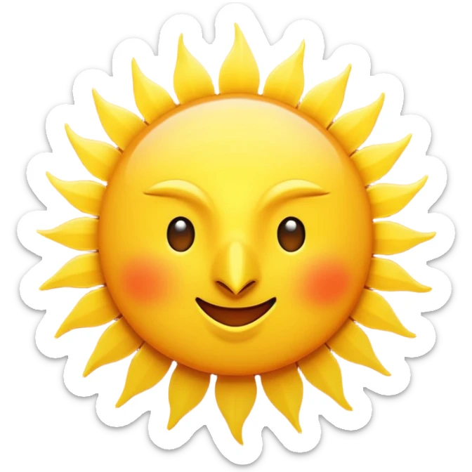 vibrant and clear sun with a bird flying in front of it, emoji style, no text sticker