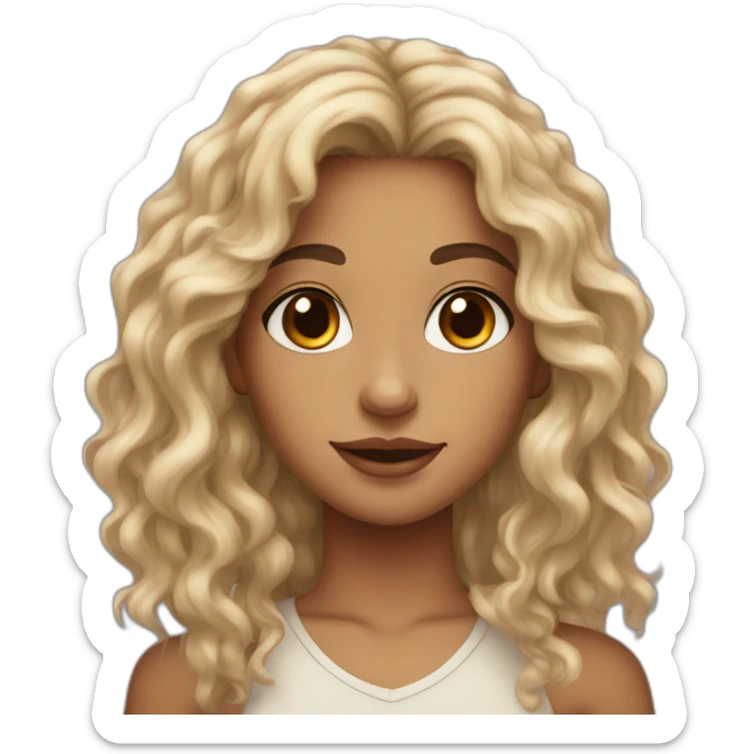 girl, big nose, long curly black hair, earrings, brown eyes, tan skin, freckles sticker