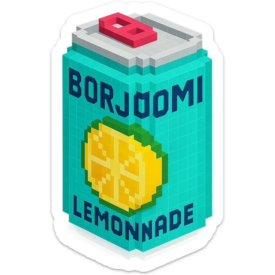 Borjomi lemonade can with a refreshing design sticker