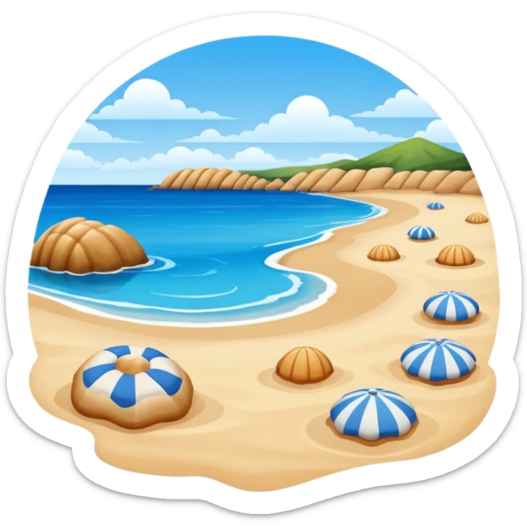 playa paisaje sin que sea un cuadro y que el cielo azul y la arena esten recortada sticker