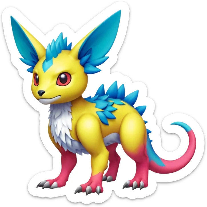 colorful Fakémon-Digimon-Fionbri-Trico-creature (full body) sticker