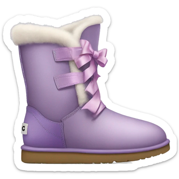 Realistic light purple ugg boots with fur and laced up light purple ribbons tied into bows. sticker