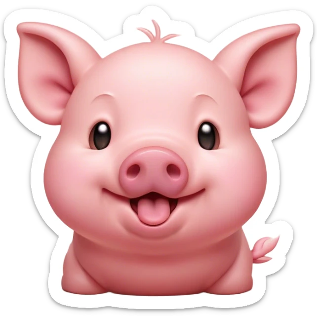 Cinematic Cute Yawning Piglet Portrait Emoji, Head tilted slightly with a dramatic, wide-open yawn, showcasing a soft, delicate rosy-pink hide with tiny droopy ears, round beady eyes barely open in drowsy contentment, Simplified yet irresistibly adorable features, highly detailed, glowing with a soft, cozy glow, high shine, relaxed yet expressive, stylized with a touch of playful whimsy, bright and endearing, soft glowing outline, capturing the essence of a sleepy yet affectionate piglet, so drowsy it feels like it could stretch out of the screen and curl up for a nap! sticker