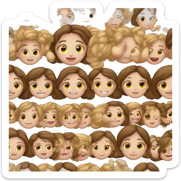 Familia mamá pelo ondulado y morena papá blanco hermana mayor pelo undulado hermana mediana pelo liso hermana pequeña pelo liso y masc sticker