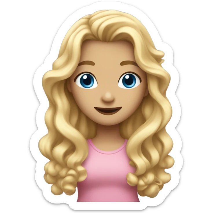 girl with long wavy blonde hair and blue eyes walking and show a puff of air behind her sticker