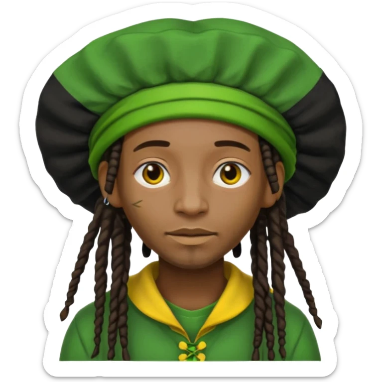 Jamaican dreads with a Jamaican bonnet no person just the hair sticker