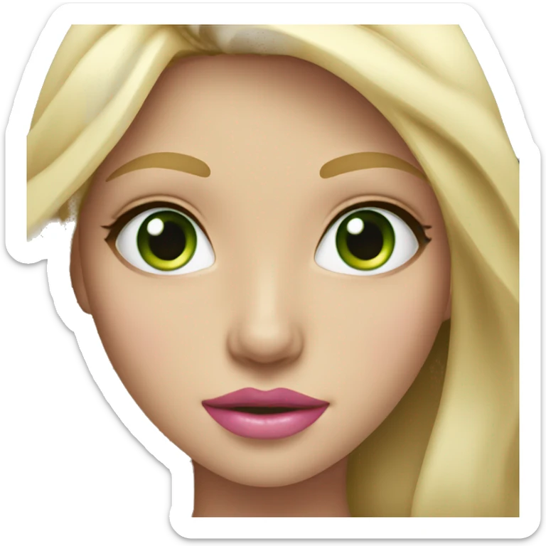 blonde girl with long hair and green eyes and pink lips sticker
