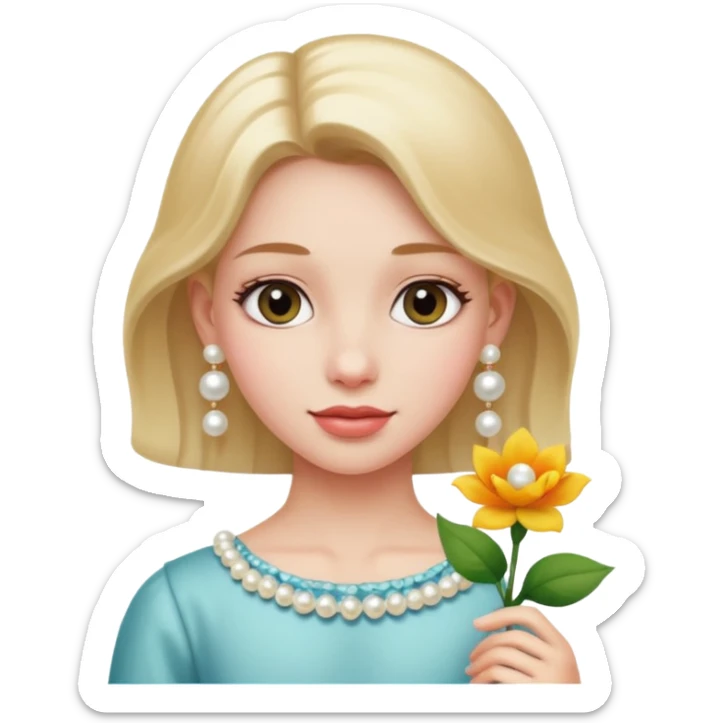 girl-with-pearl-earrings-painting holding flower sticker
