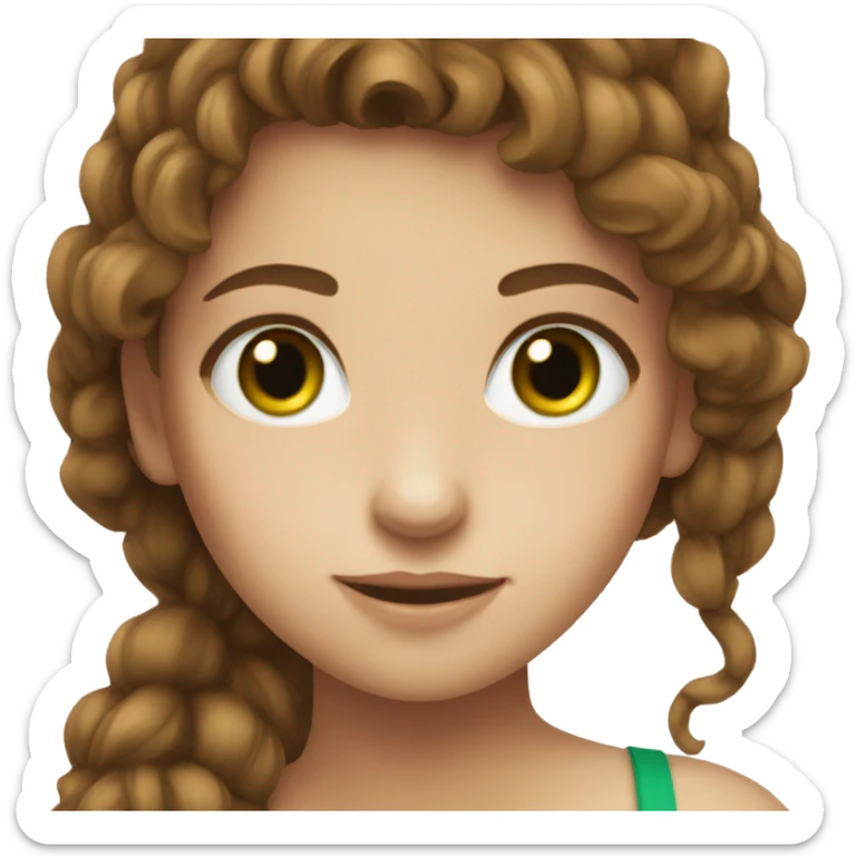 girl with brown hair, green eyes, freckles and is pretty sticker