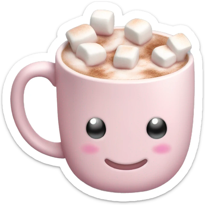 Light Pink mug of hot chocolate with marshmallows  sticker