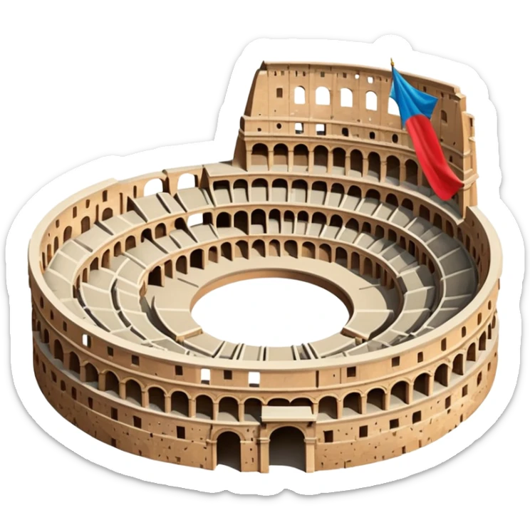 An emoji of the ancient Roman Colosseum. It is shown as a massive oval amphitheater with arched entrances and tiered seating.

 sticker