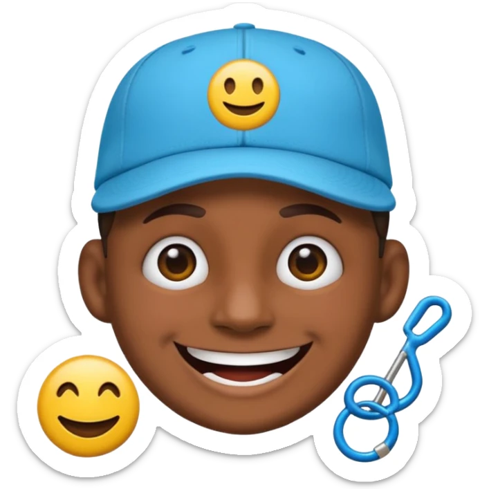 logo del álbum Trap Capos de Noriel, emoji style, smiling face with cap and urban details, vivid colors, no text sticker