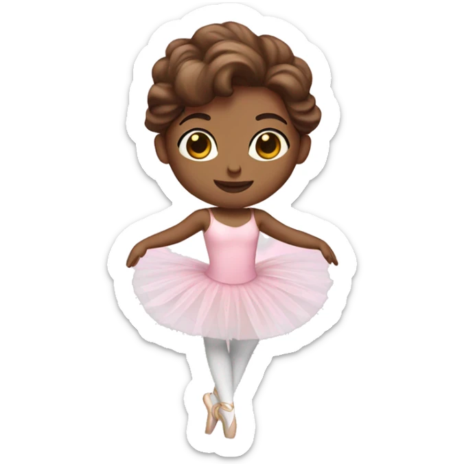 white ballerina with brown hair, wearing a pink tutu sticker