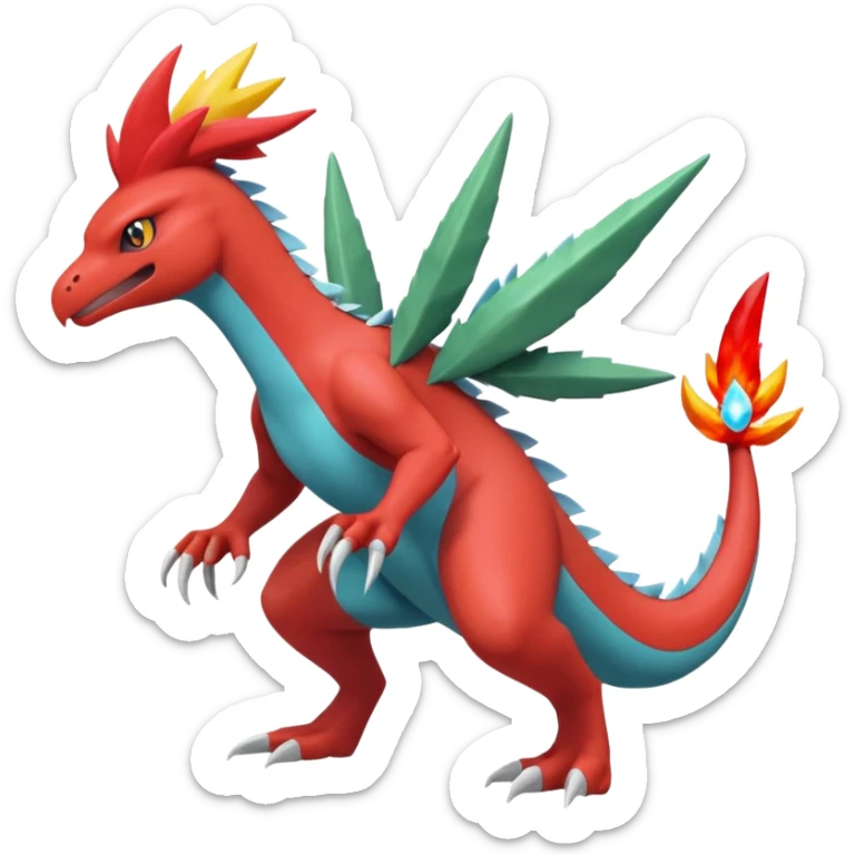 Sceptile-Inteleon-Blaziken-Salamence-Fakémon-fusion (full body) sticker