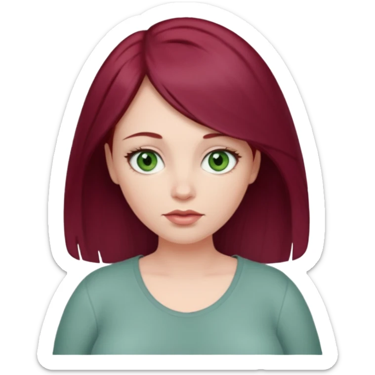 Pale Pregnant woman with burgundy hair and greyish green eyes  sticker