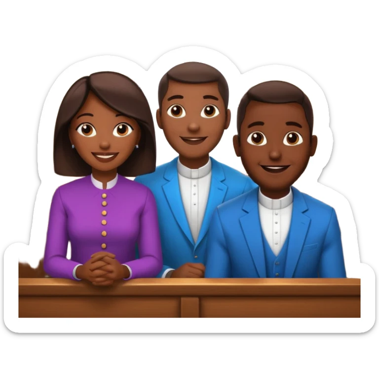 African American men and women sitting in church pews on a Sunday at church listening to a preacher sticker